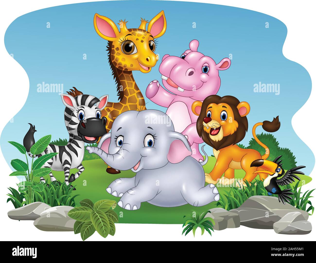 Cartoon wild animals in the jungle Stock Vector Image & Art - Alamy