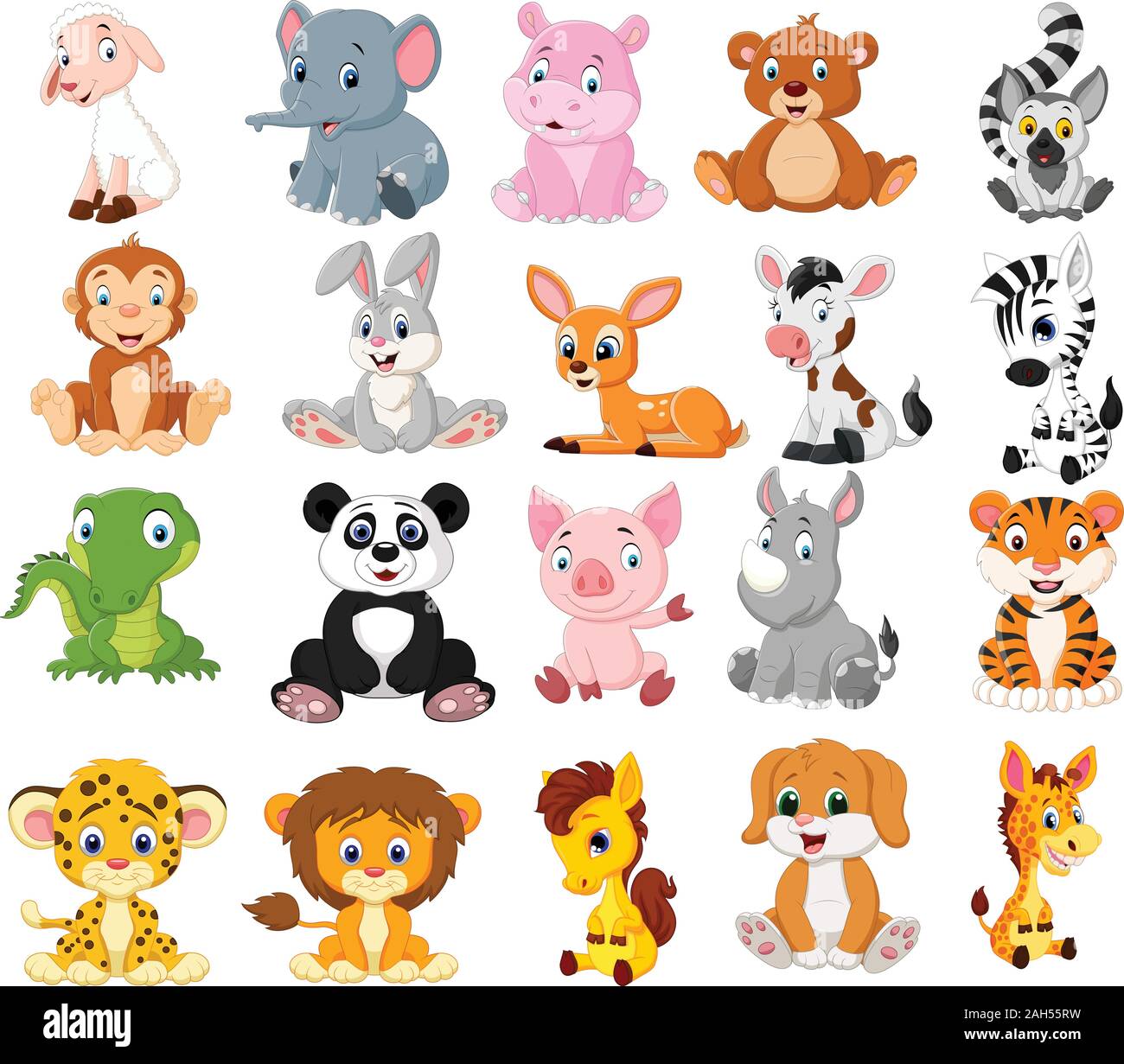 Cartoon animals collection set Stock Vector