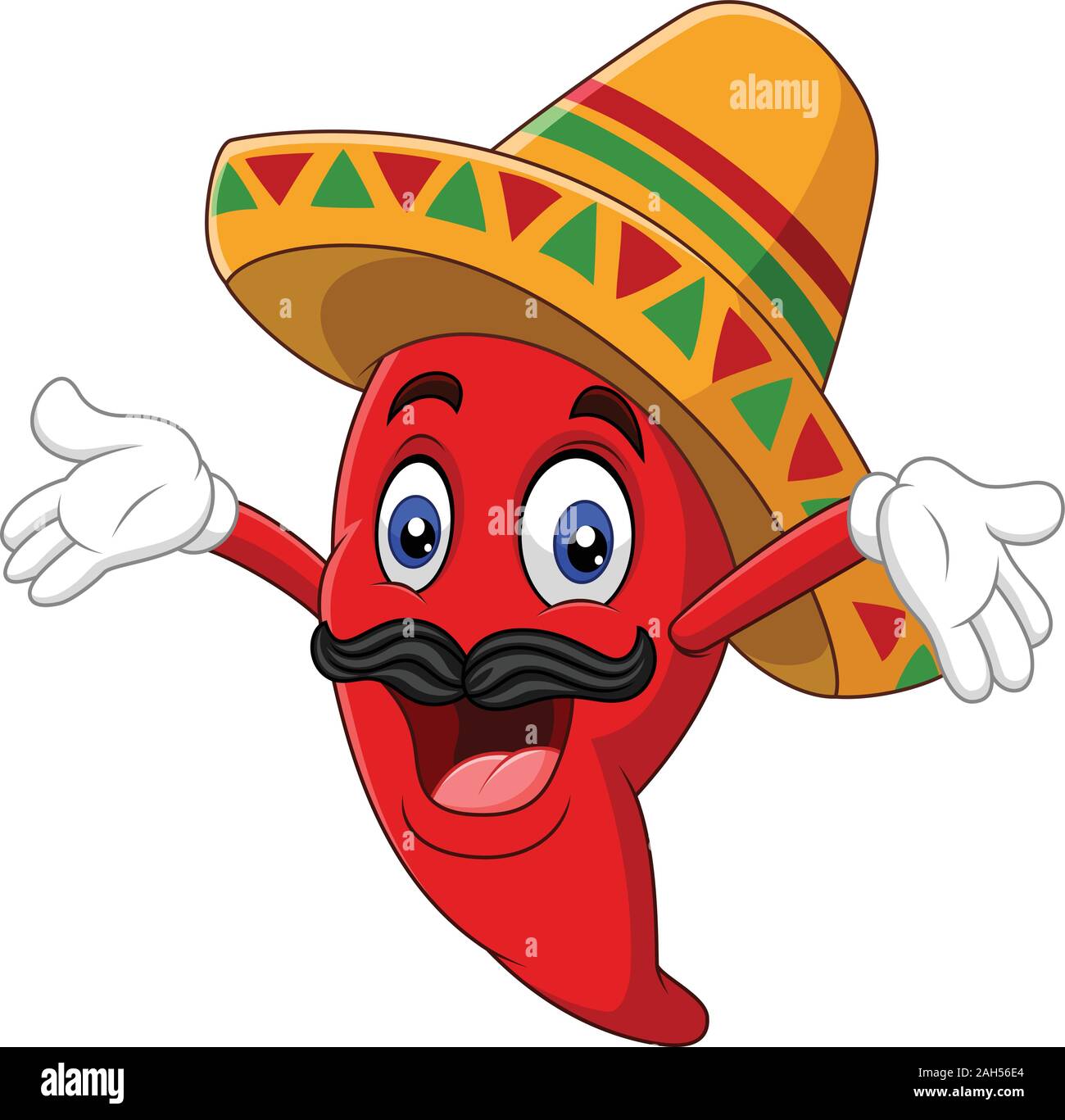 Cartoon happy sombrero chili pepper Stock Vector Image & Art - Alamy