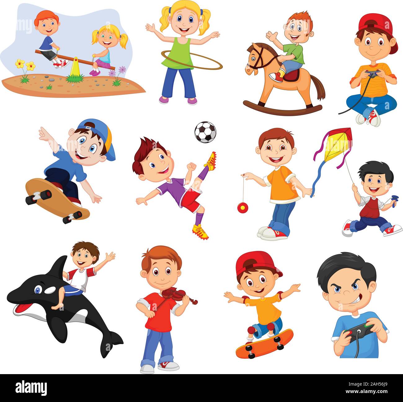 Cartoon kids with different hobbies on a white background Stock Vector  Image & Art - Alamy