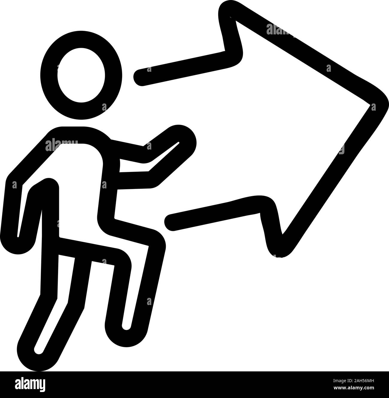 Man goes in the direction of the icon vector. Isolated contour symbol ...
