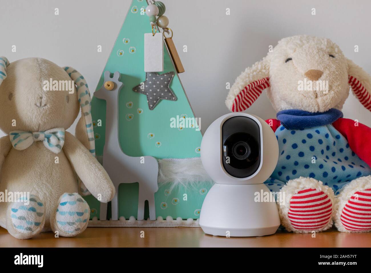 IP camera monitoring in a baby room with children toys Stock Photo