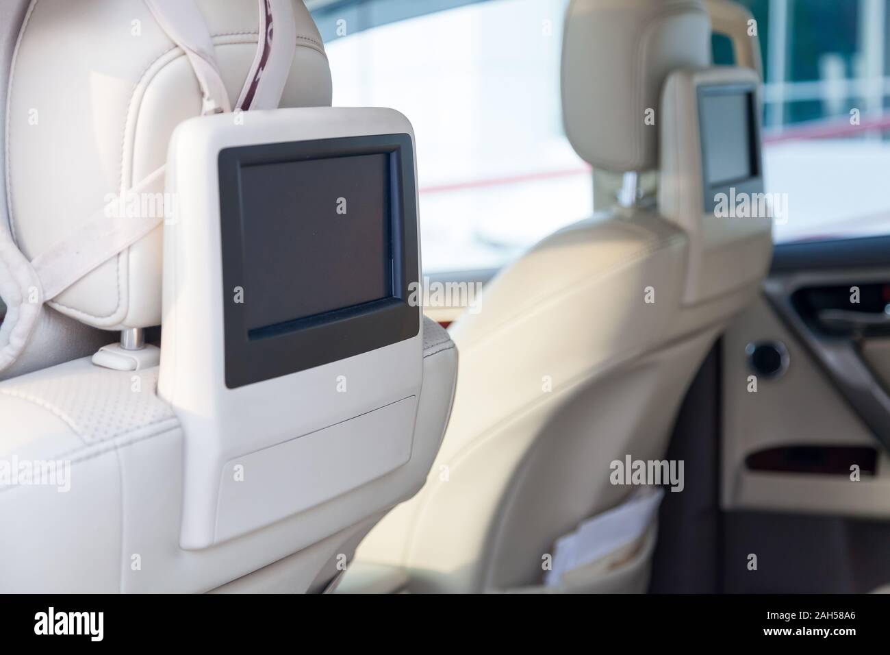 Entertainment system for rear passengers in a car with two monitors