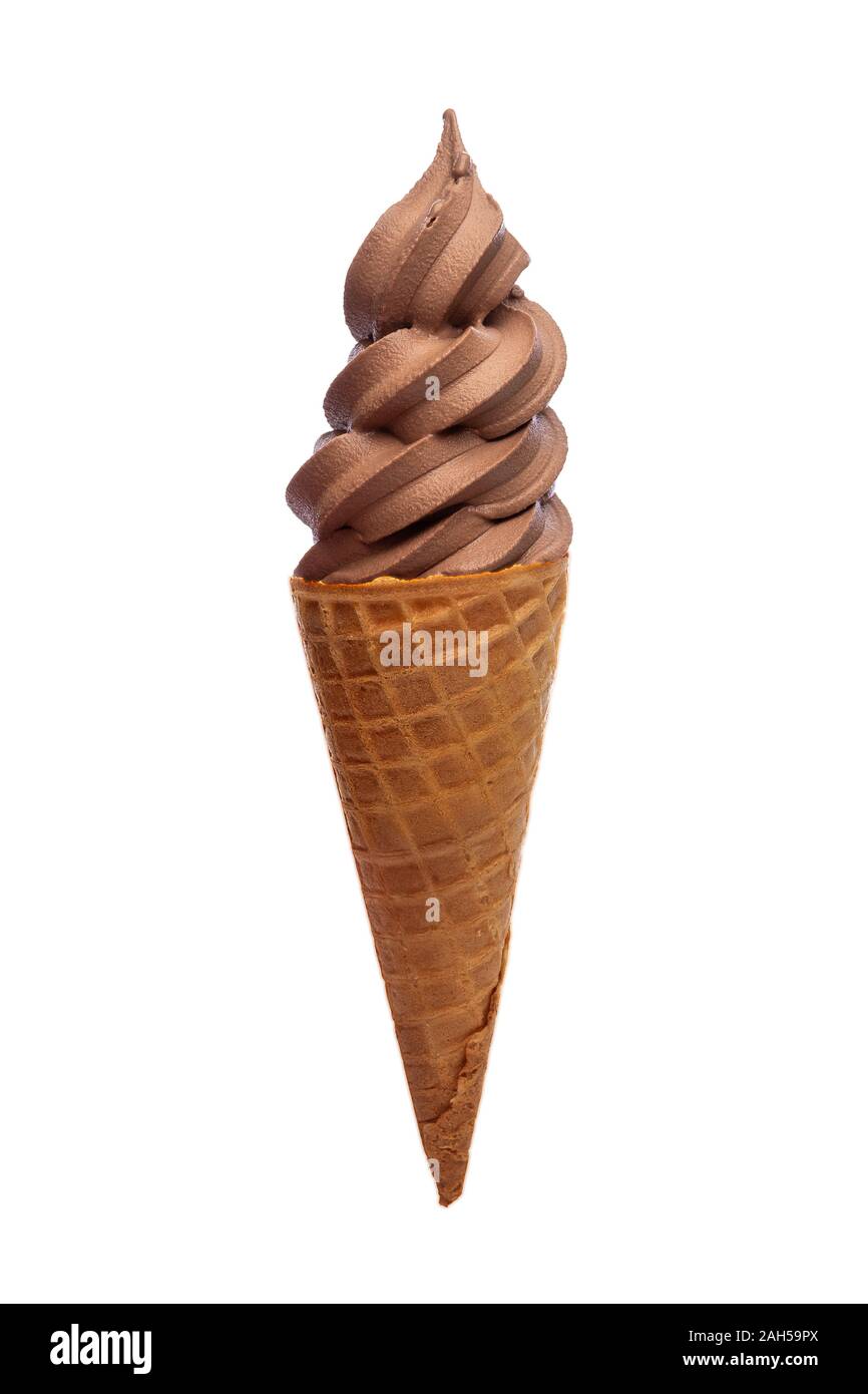 Chocolate ice cream in a waffle cup isolated on white Stock Photo - Alamy