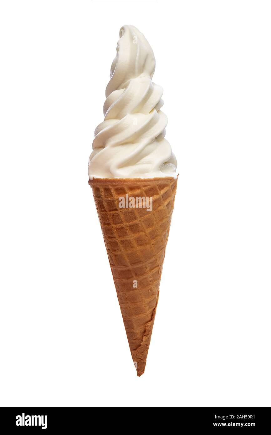Vanilla ice cream in a waffle cup isolated on white Stock Photo - Alamy
