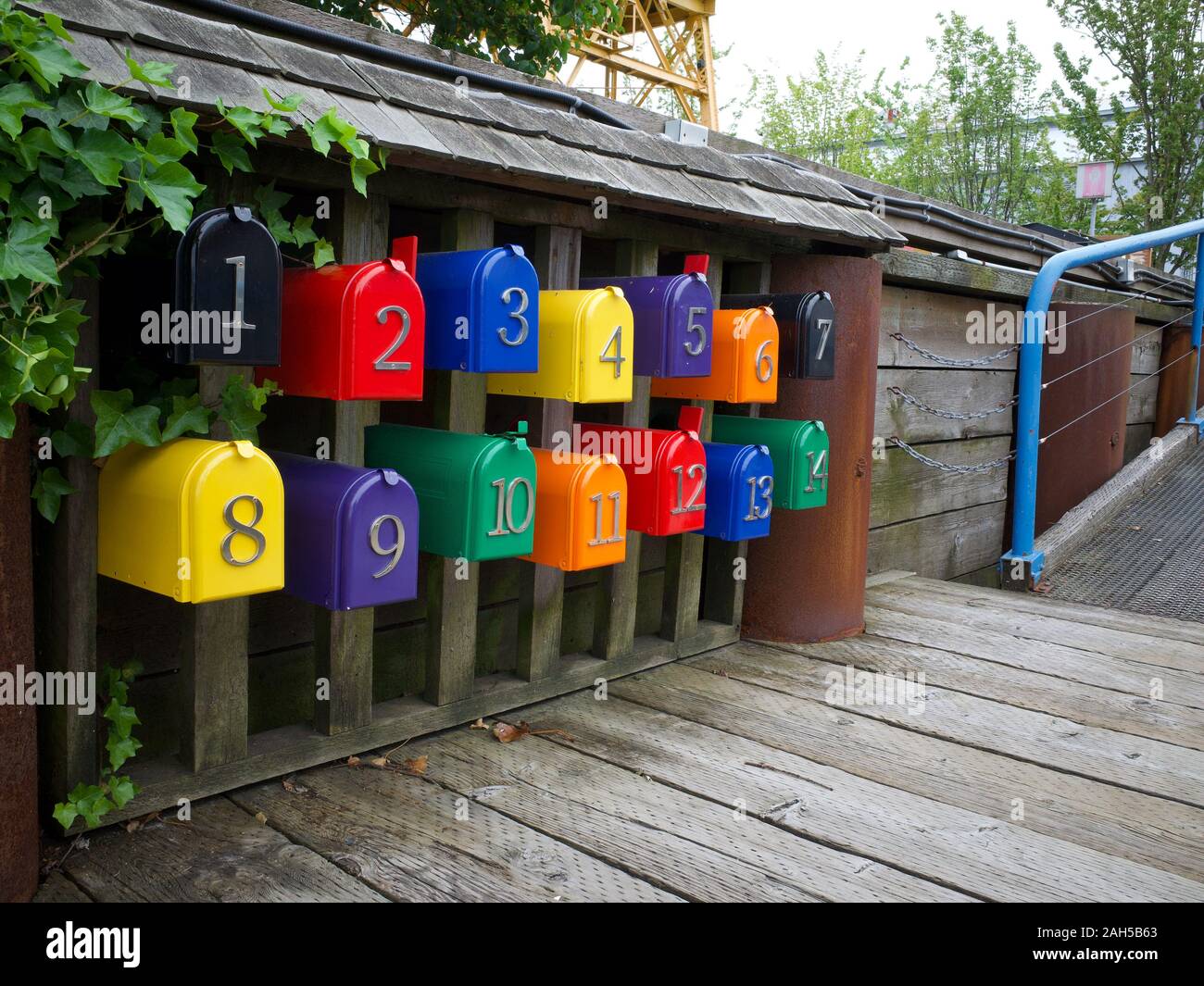 Colourful mailboxes in Vancouver false creek Stock Photo Alamy