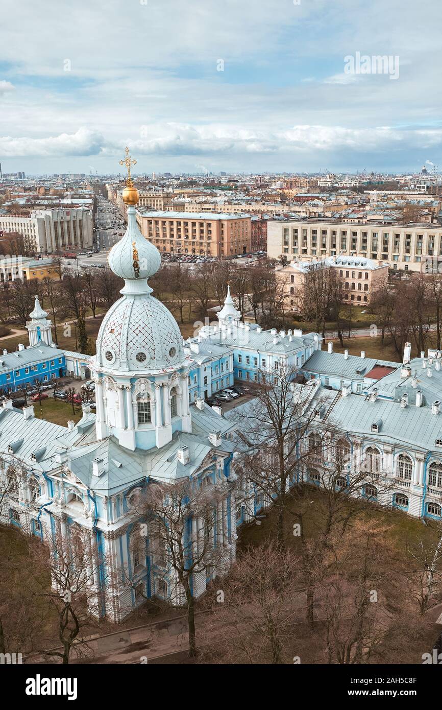 SAINT PETERSBURG, Russia - April 15, 2015: The Aerial View of Smolny