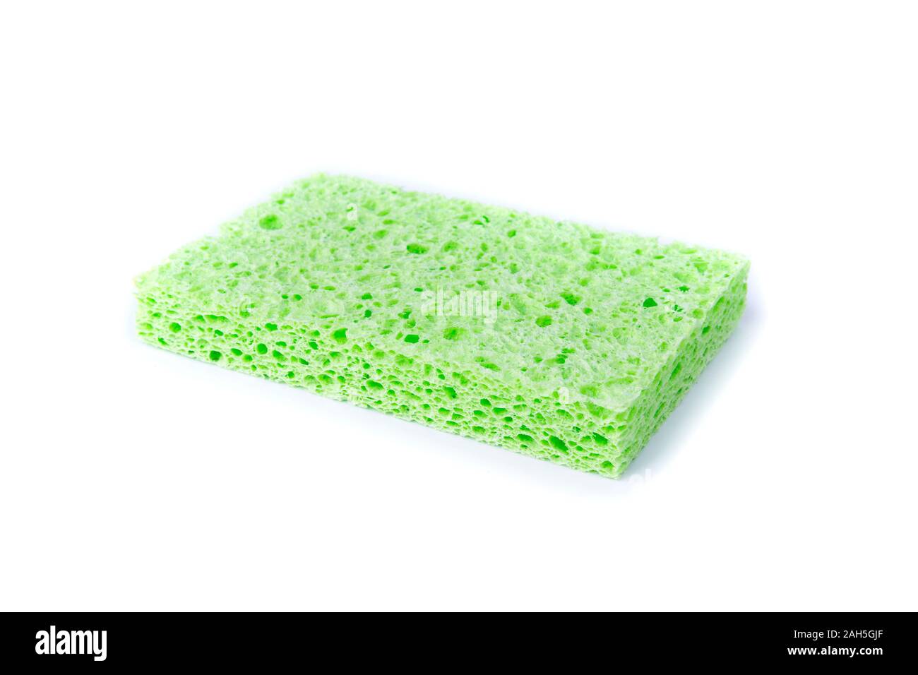 Rectangular green cellulose washing sponges with coarse and soft sides Stock Photo