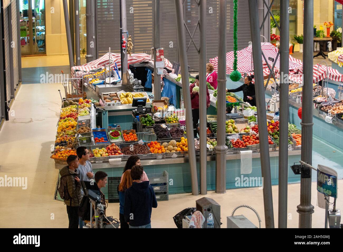 Interior of the Municipal fruit and vegetable market at Figueira da Foz, Portugal Stock Photo