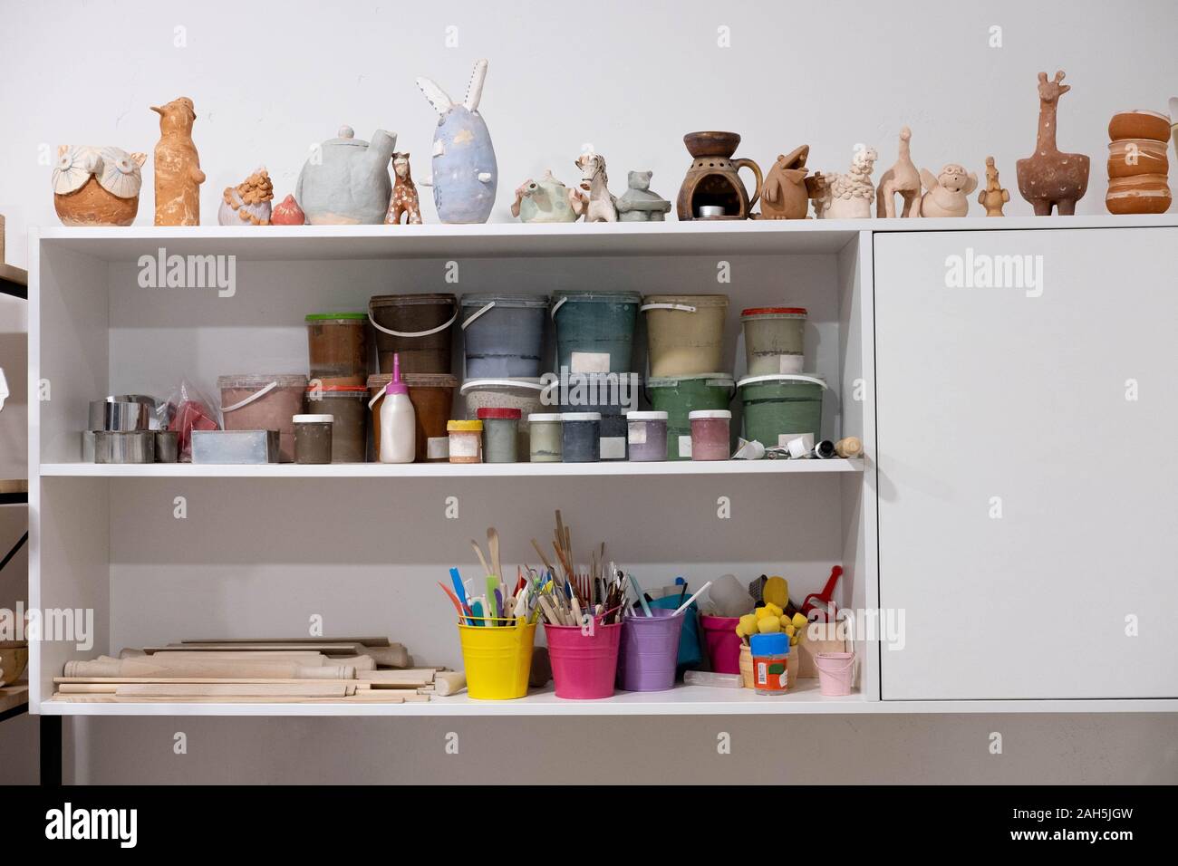 Clay modeling tools. A set of different tools in a clay modeling class