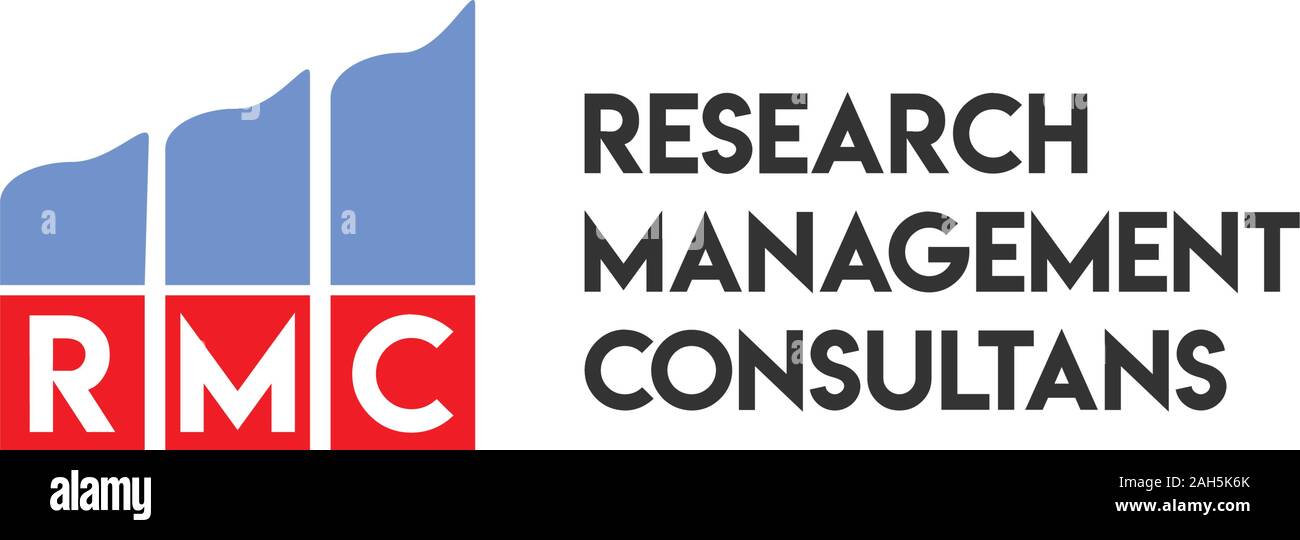 Letter RMC Alphabetic Logo Design Template, Research Management Consultans Logo Concept, White, Blue, Red Stock Vector