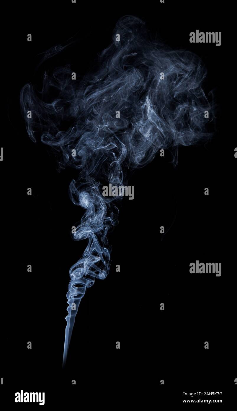 Photo of real white smoke on black background Stock Photo - Alamy