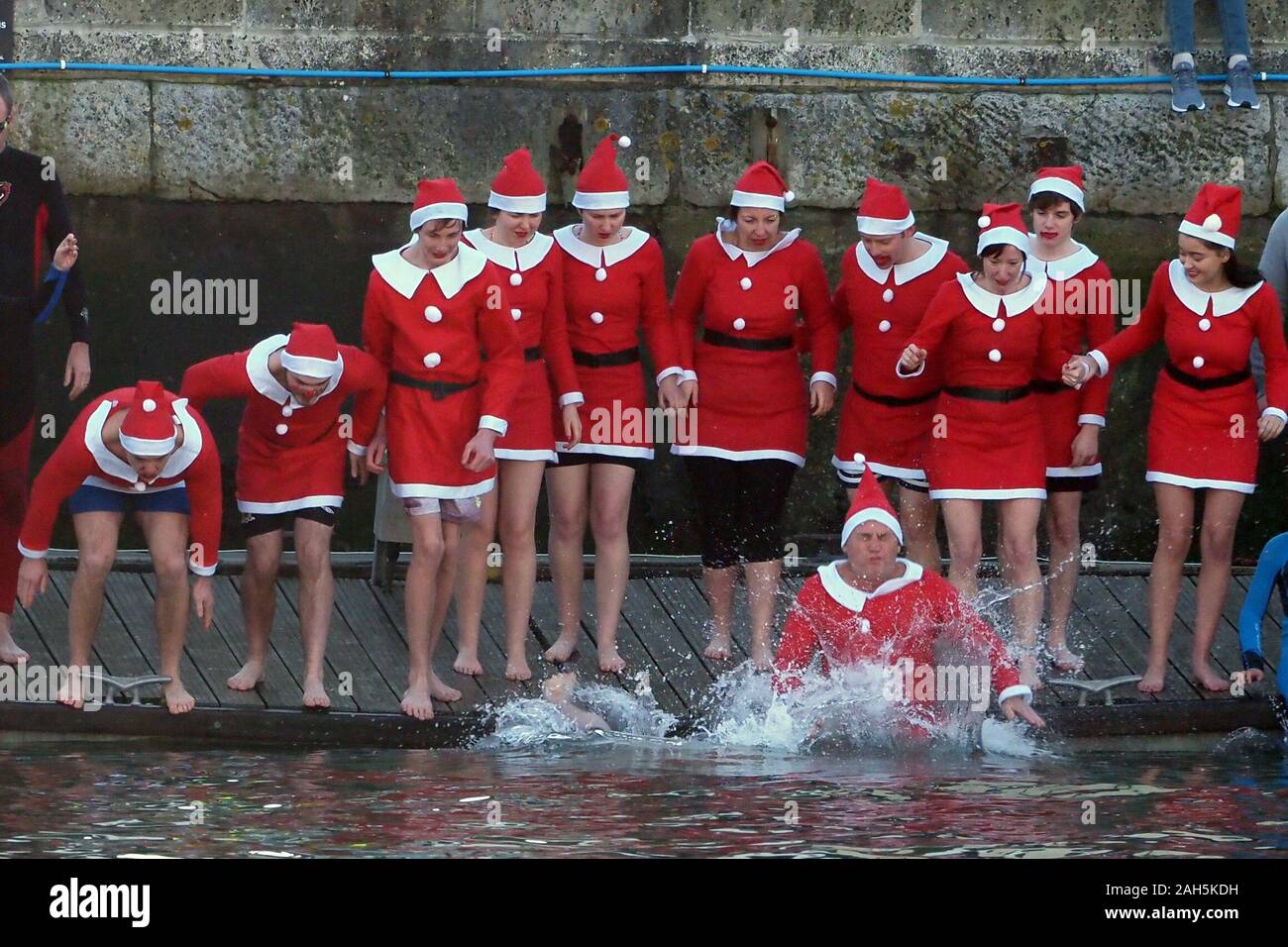 Weymouth Cross Harbour Christmas Day Swim, Dorset. Credit: Dorset Media Service/Alamy Live News Stock Photo