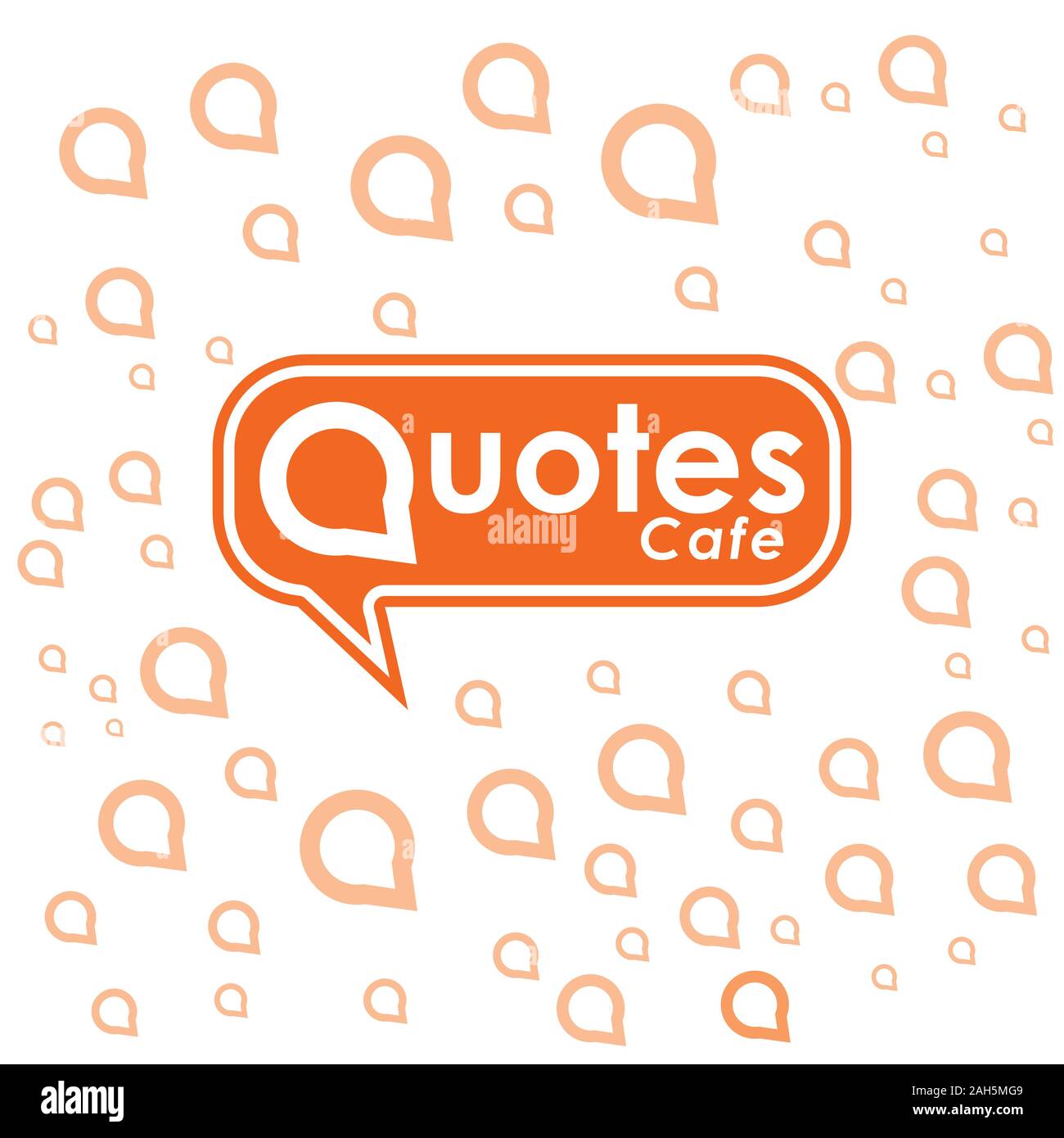 Quotes Cafe Logo Design Template, Call Out Logo Concept, Orange, White, Call Out Decoration Stock Vector