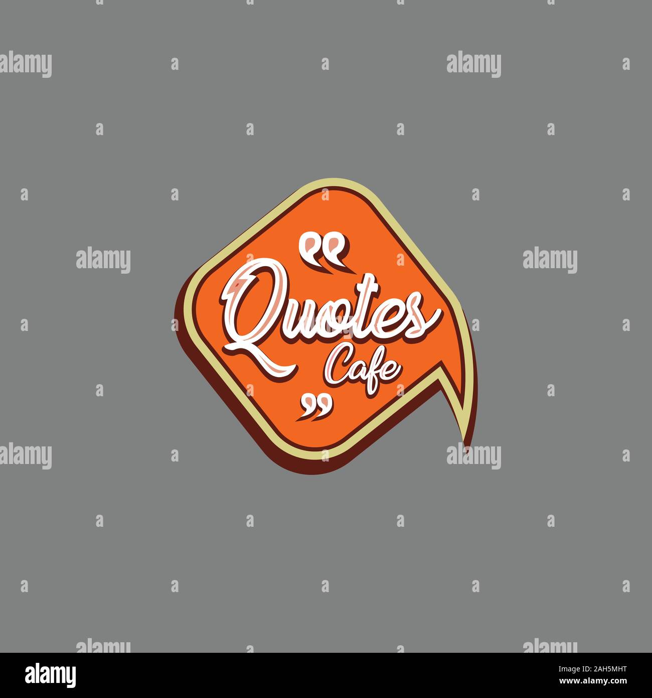 Quotes Cafe Logo Design Template, Call Out Logo Concept, Orange, Beige, Brown, White , Gray Background Stock Vector