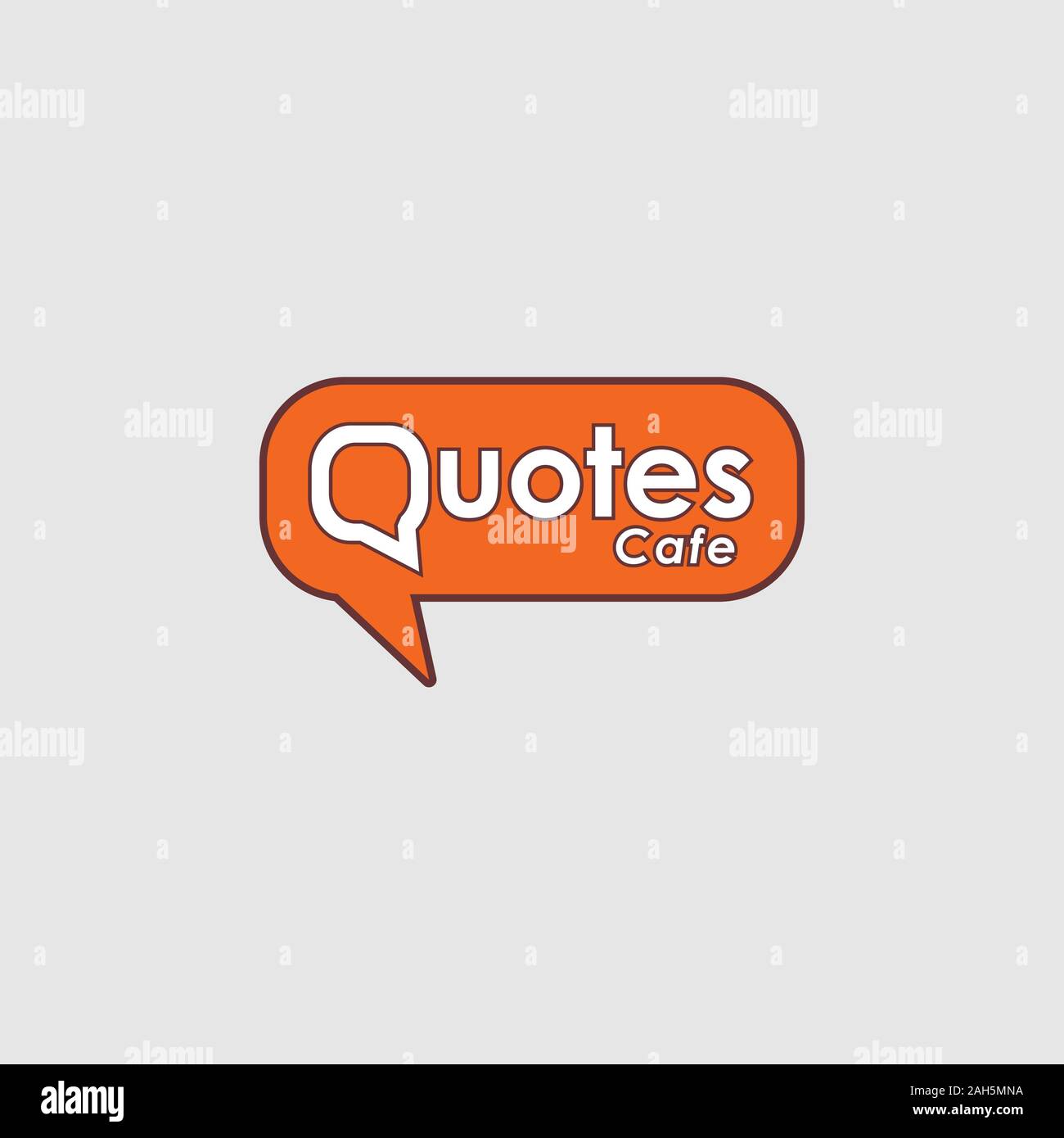 Quotes Cafe Logo Design Template, Call Out Logo Concept, White, Gray, Orange Stock Vector