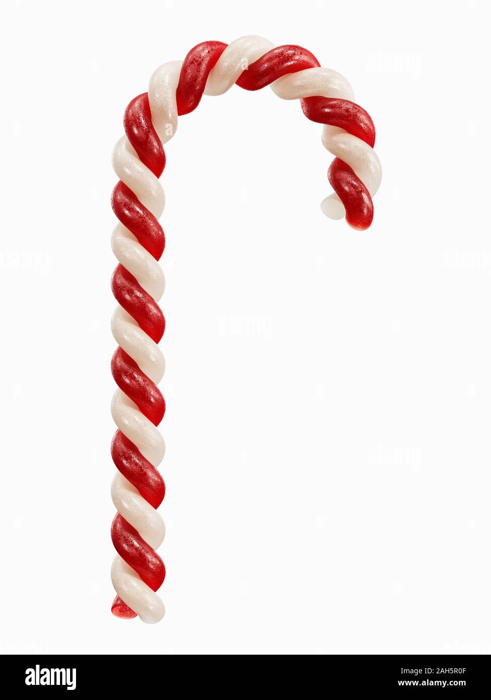 Close up of candy cane isolated on white background. 3d rendering illustration Stock Photo