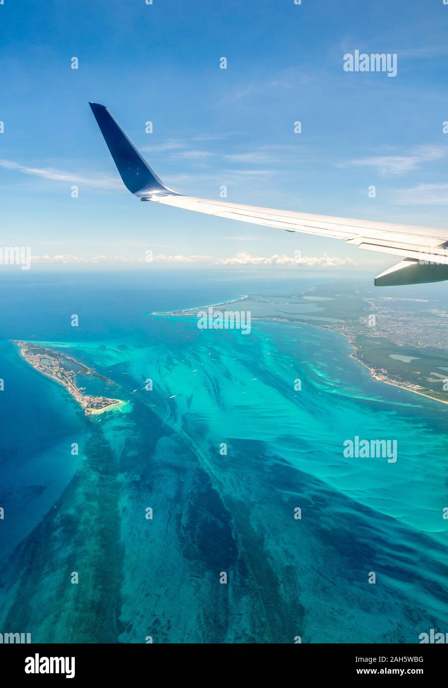 Aerial view from the Caribbean coast Stock Photo