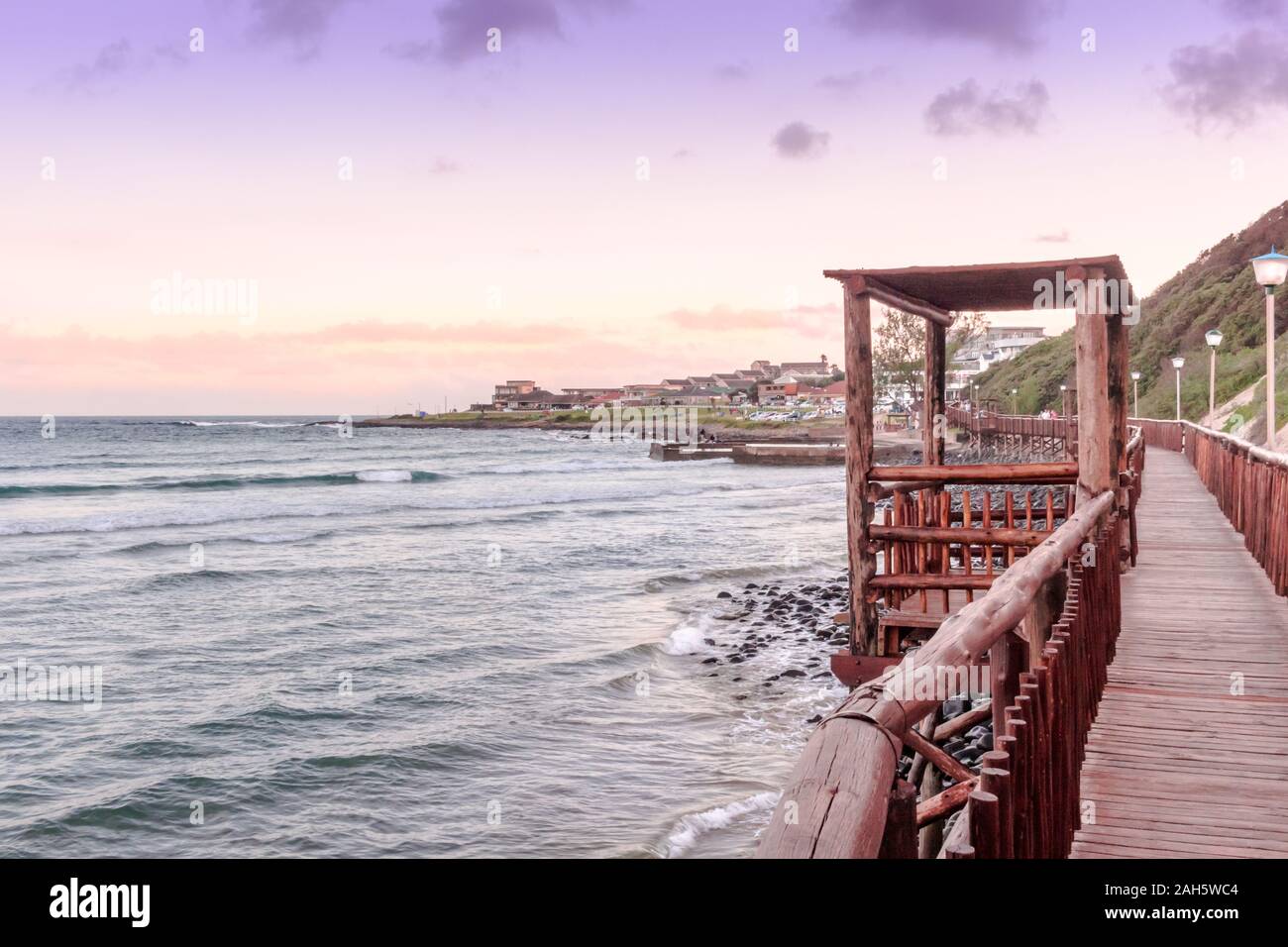 Boardwalk at Gonubie beach in East London Eastern Cape, South Africa at sunset. Beautiful