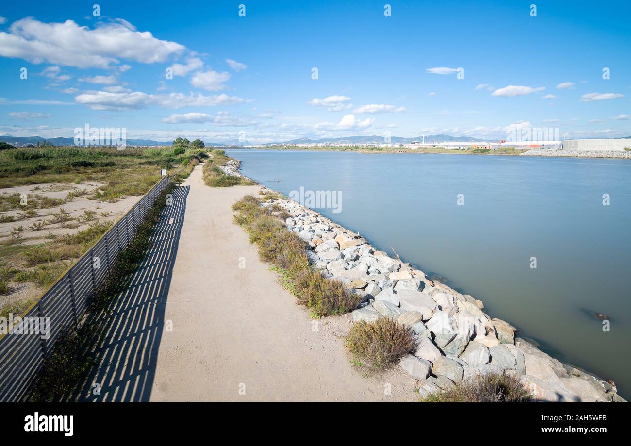 Landscape, Natural Areas of the Llobregat Delta,path, El Prat de Llobregat, province Barcelona,Catalonia, Spain. Stock Photo