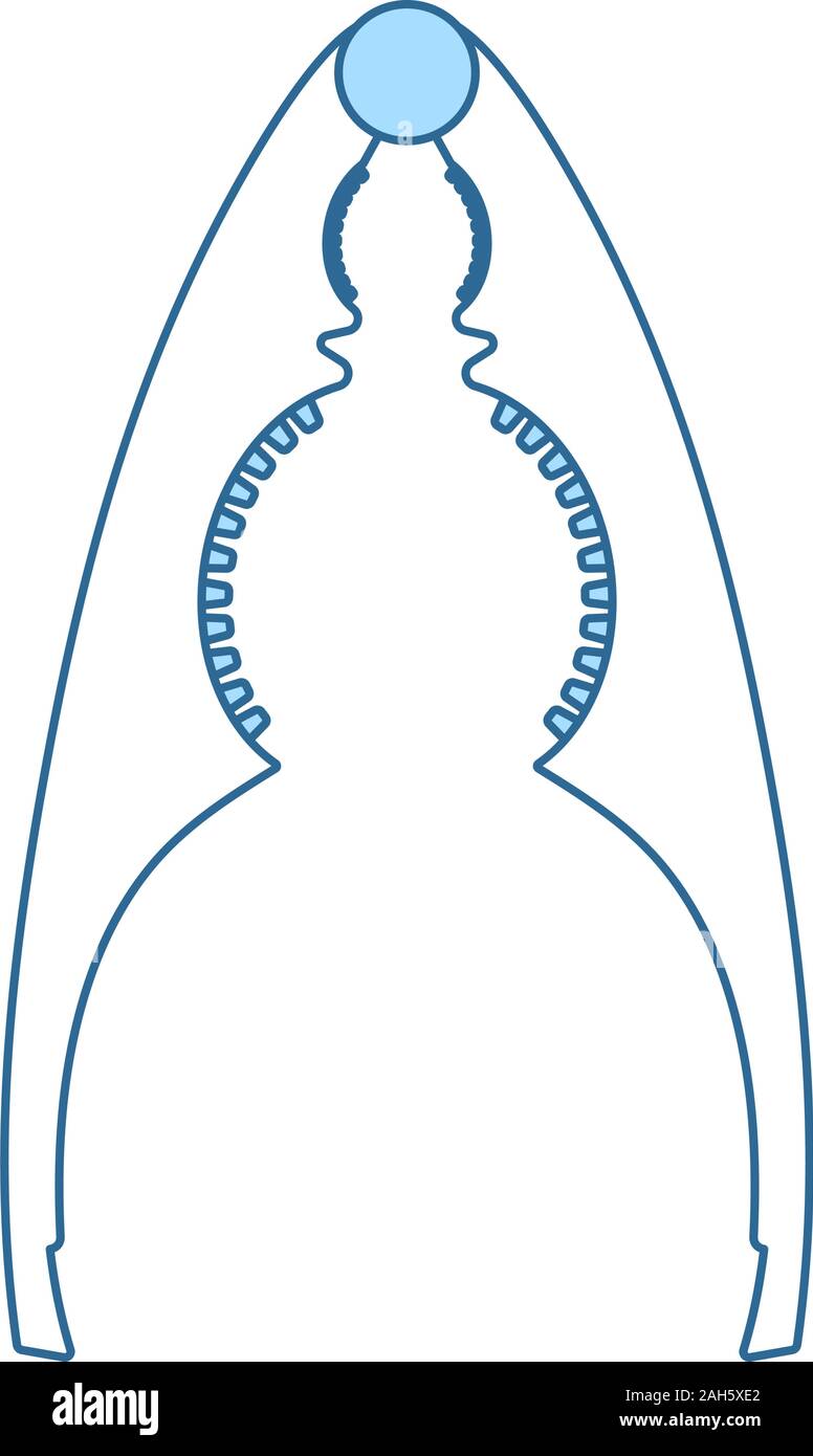 Nutcracker Pliers Icon. Thin Line With Blue Fill Design. Vector Illustration. Stock Vector