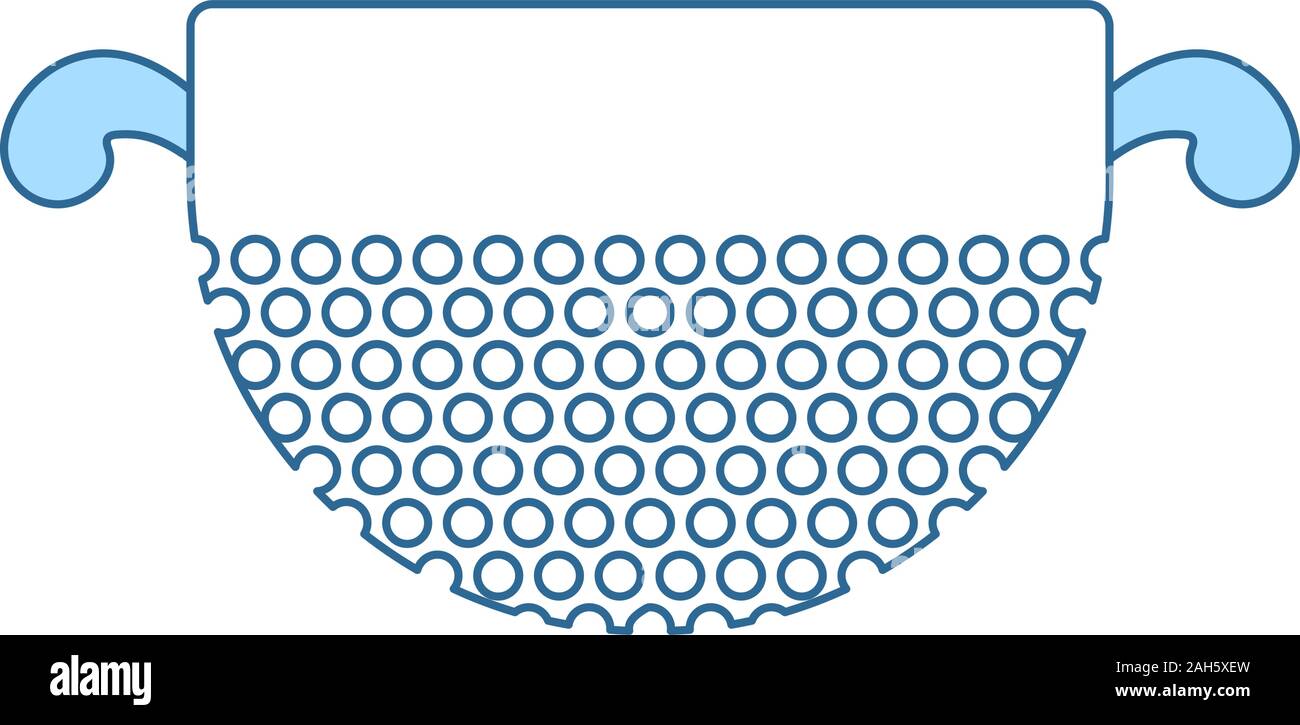 Kitchen Colander Icon. Thin Line With Blue Fill Design. Vector Illustration. Stock Vector