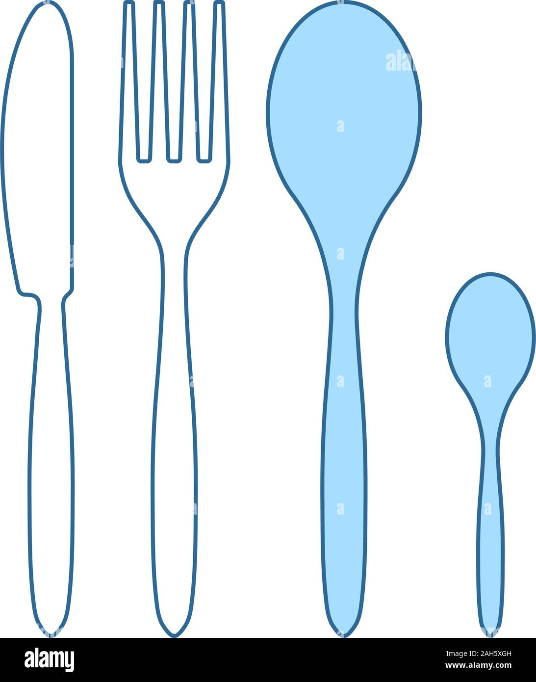 Silverware Set Icon. Thin Line With Blue Fill Design. Vector ...