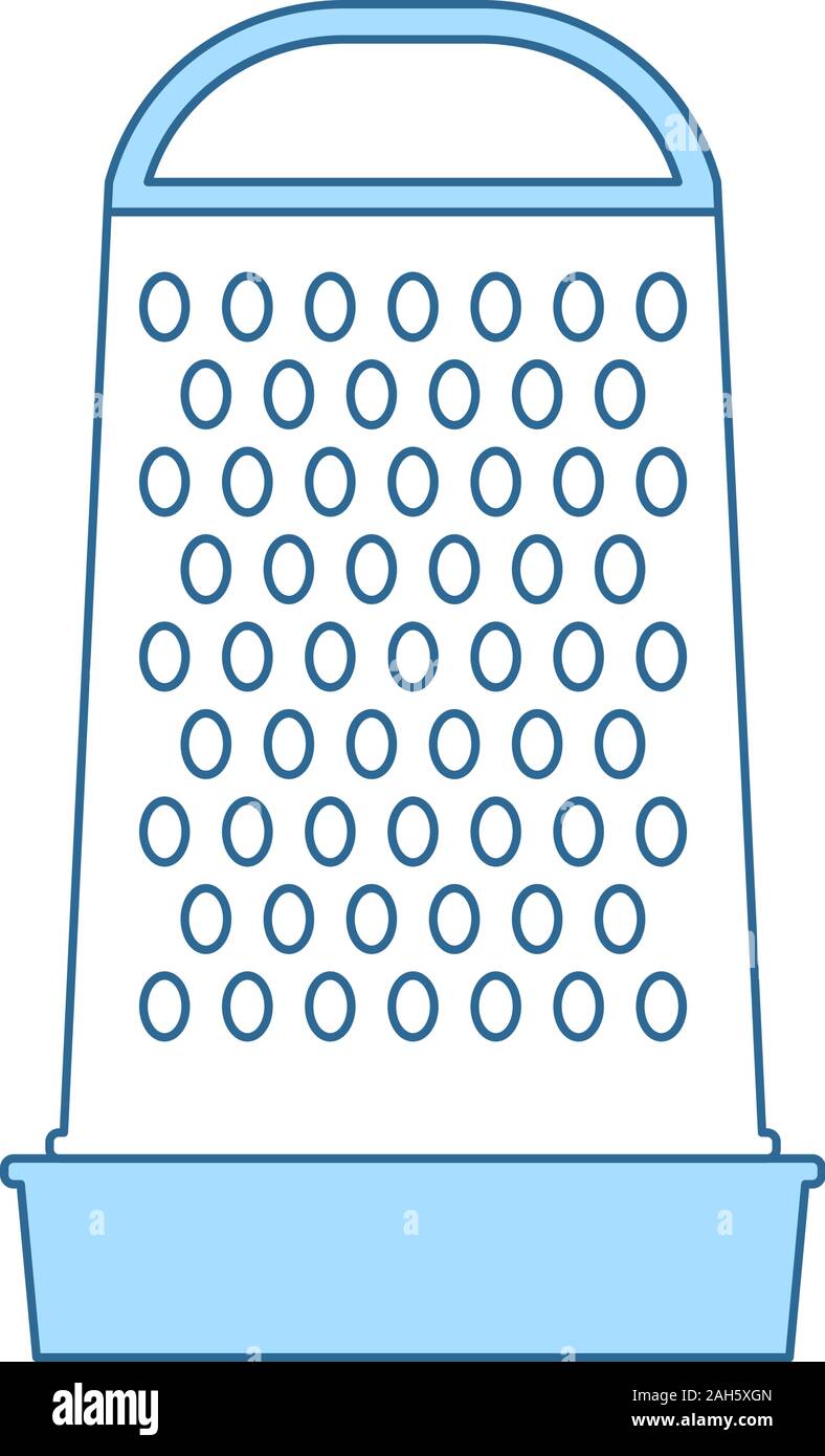 Kitchen Grater Icon. Thin Line With Blue Fill Design. Vector Illustration. Stock Vector