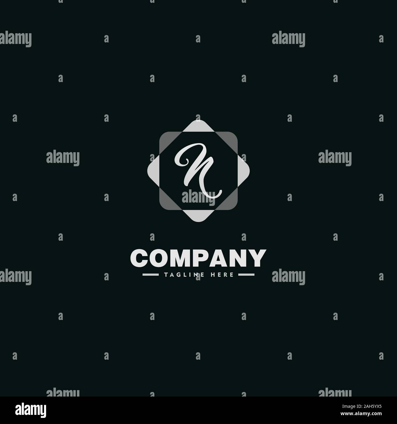 Letter N Alphabetic Company Logo Design Template with Geometric Rounded ...