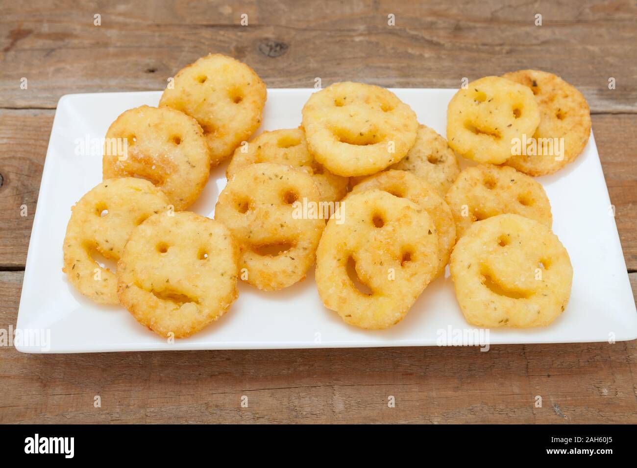 Potato fried smileys chips Stock Photo