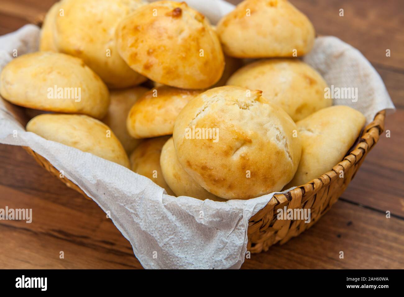 Mini bread in basket Stock Photo