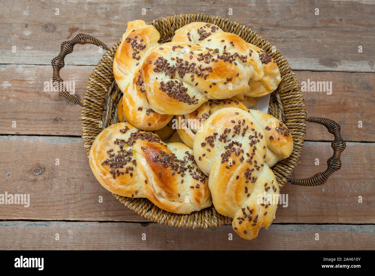 Homemade small bread like snack with linseed Stock Photo