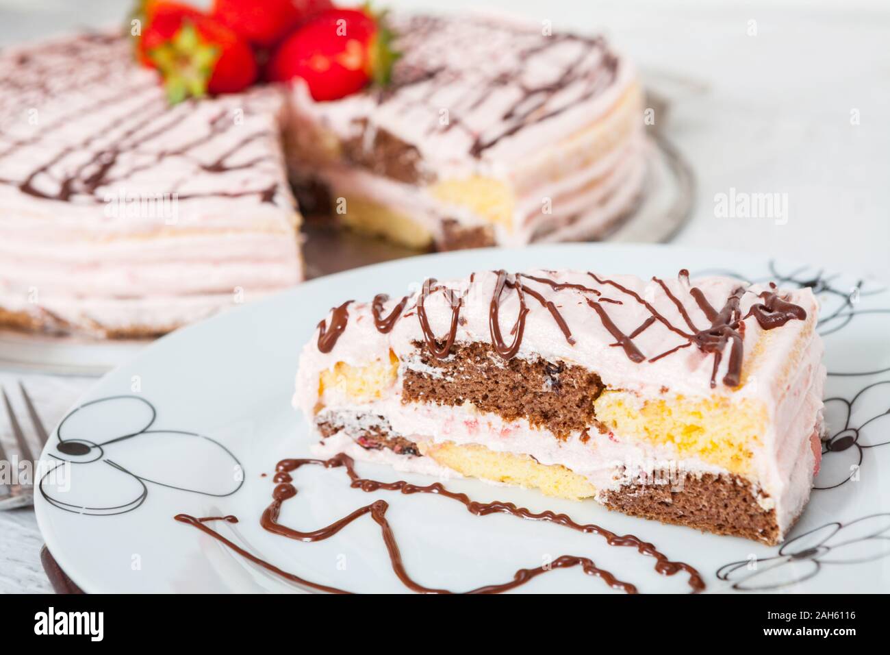Strawberry and vanilla cake Stock Photo