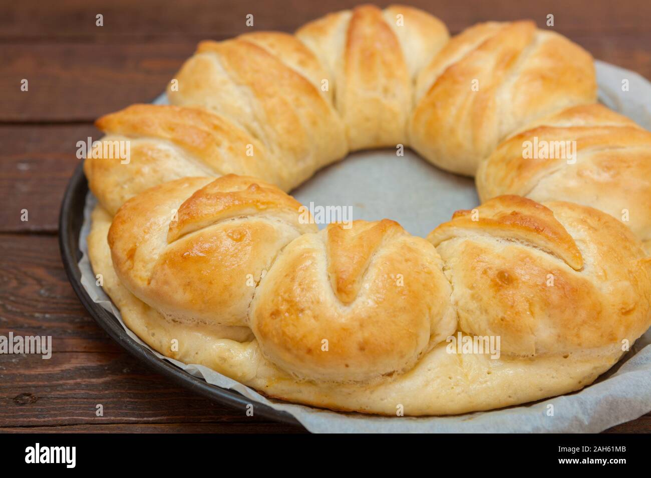 Homemade bread with cheese and salami Stock Photo Alamy