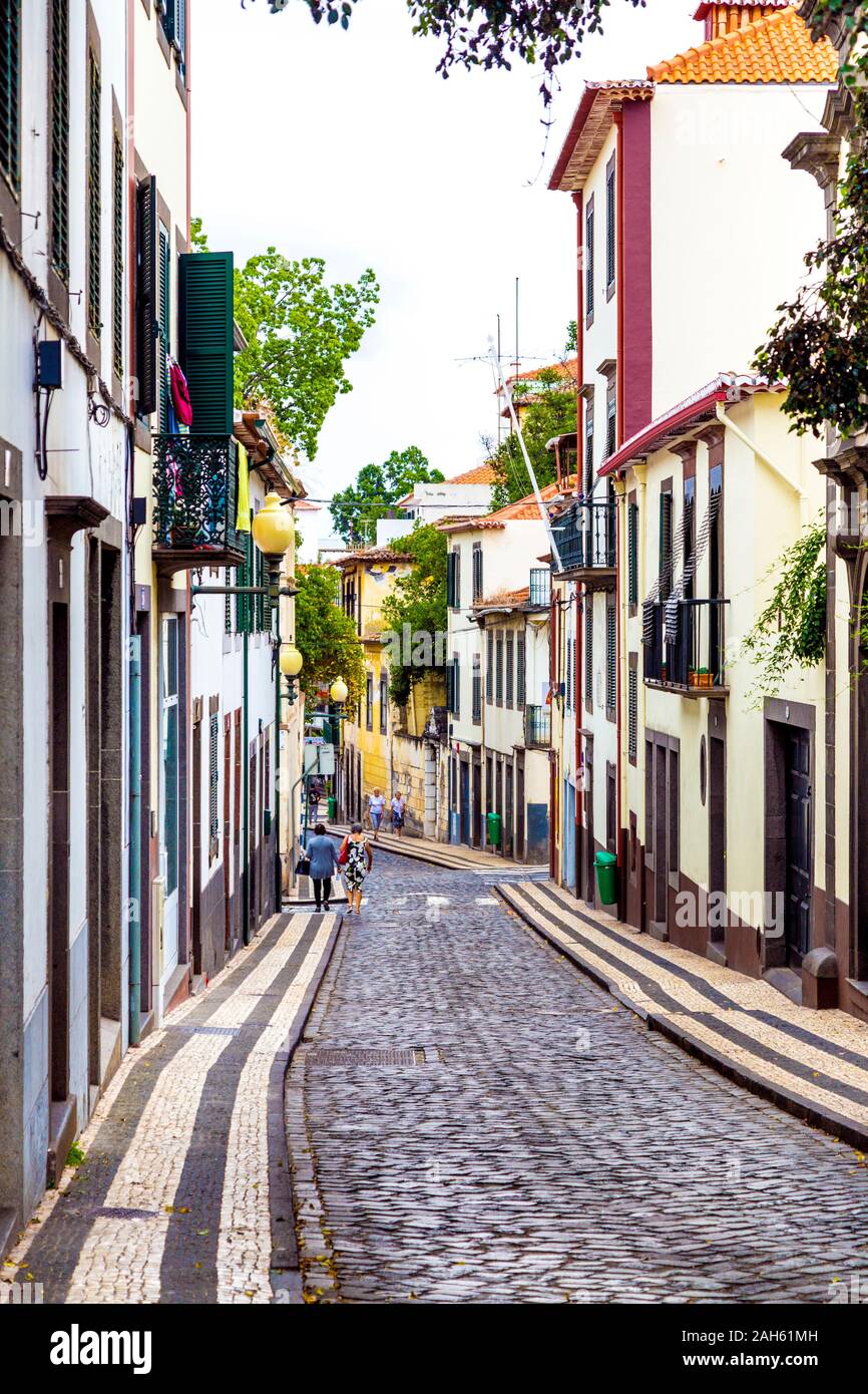 A street in Funchal, Madeira, Portugal Stock Photo
