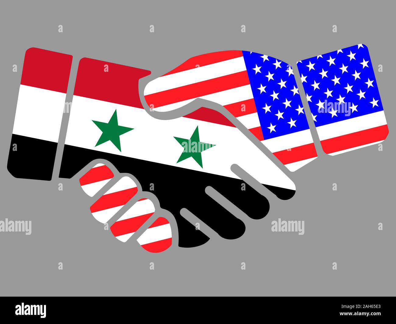 Syria and USA flags Handshake vector Stock Vector