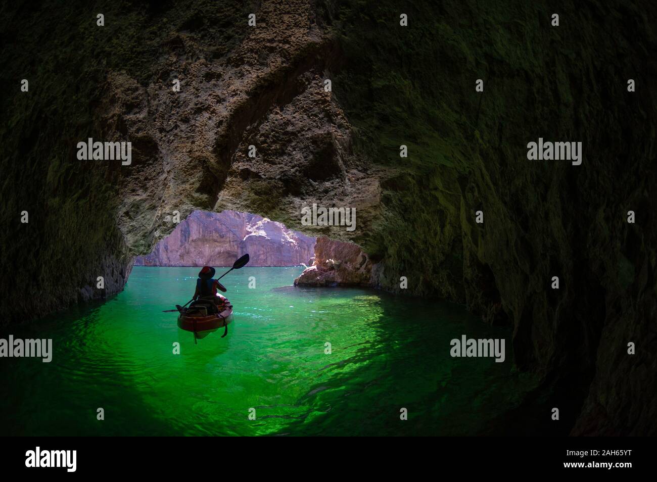 Julie kayaks in Emerald Cave, Black Canyon, Colorado River, Arizona