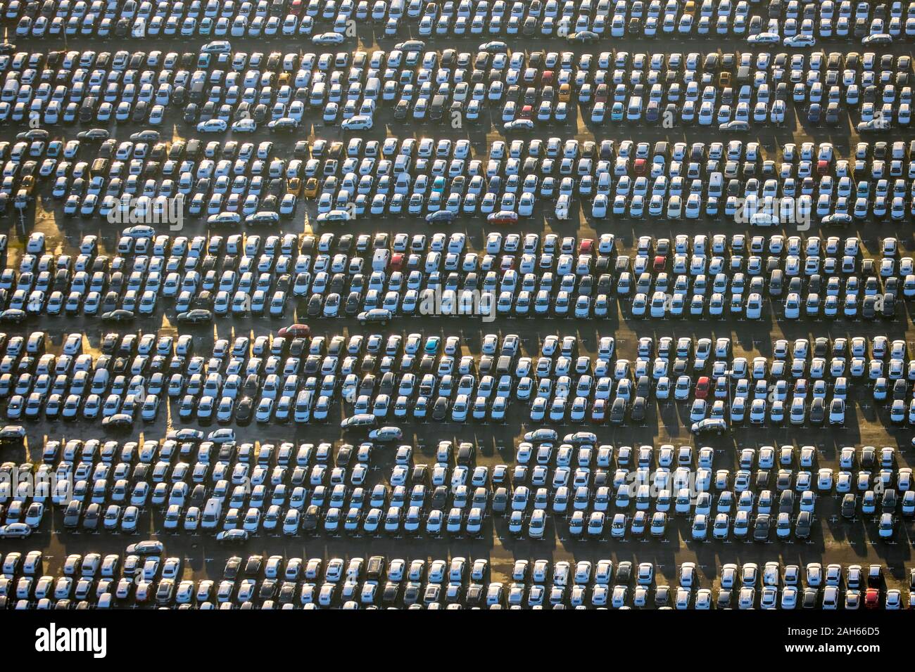 Aerial photo, CAT Automobillogistik Essen GmbH, car dealer, car dump