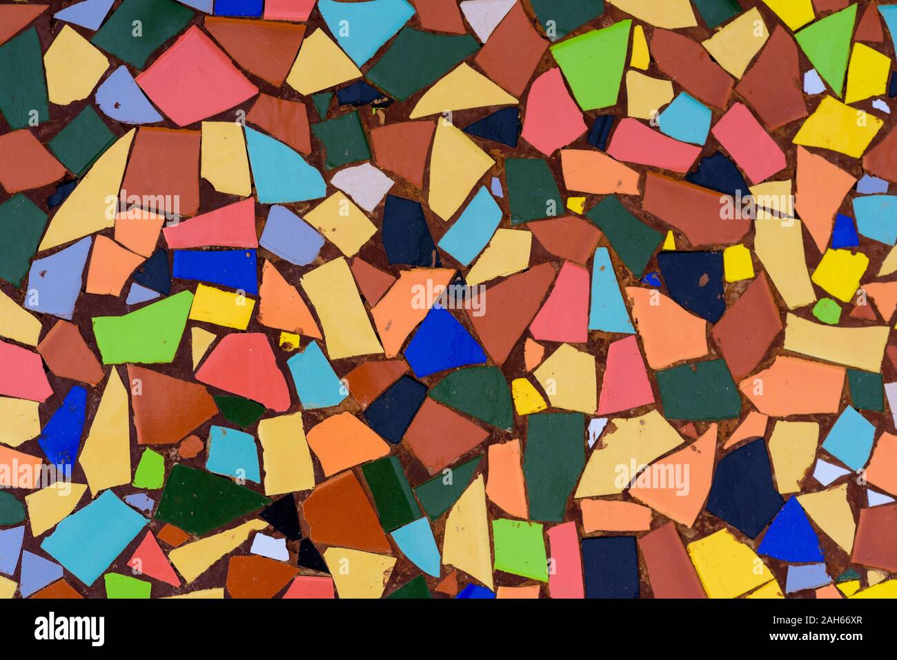 Art mosaic glass on wall or floor . Colorful trencadis,texture broken tiles mosaic. Stock Photo