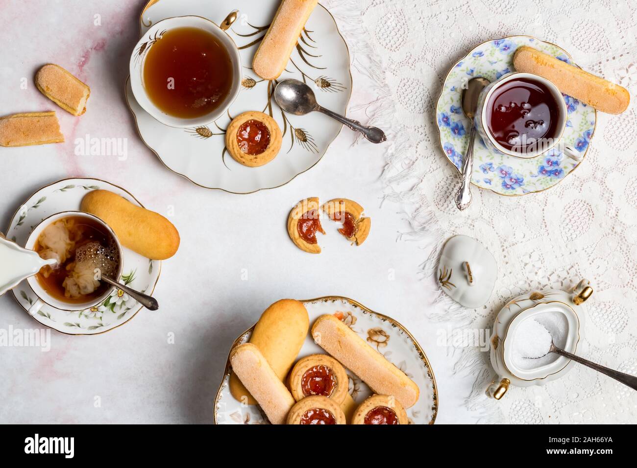 High English tea with biscuits Stock Photo Alamy