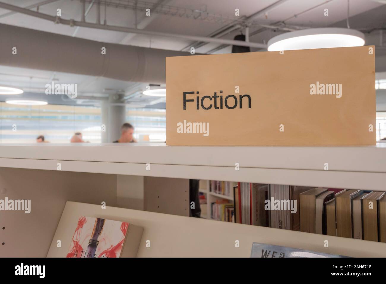 Internal shelf top signs in a library hi-res stock photography and ...