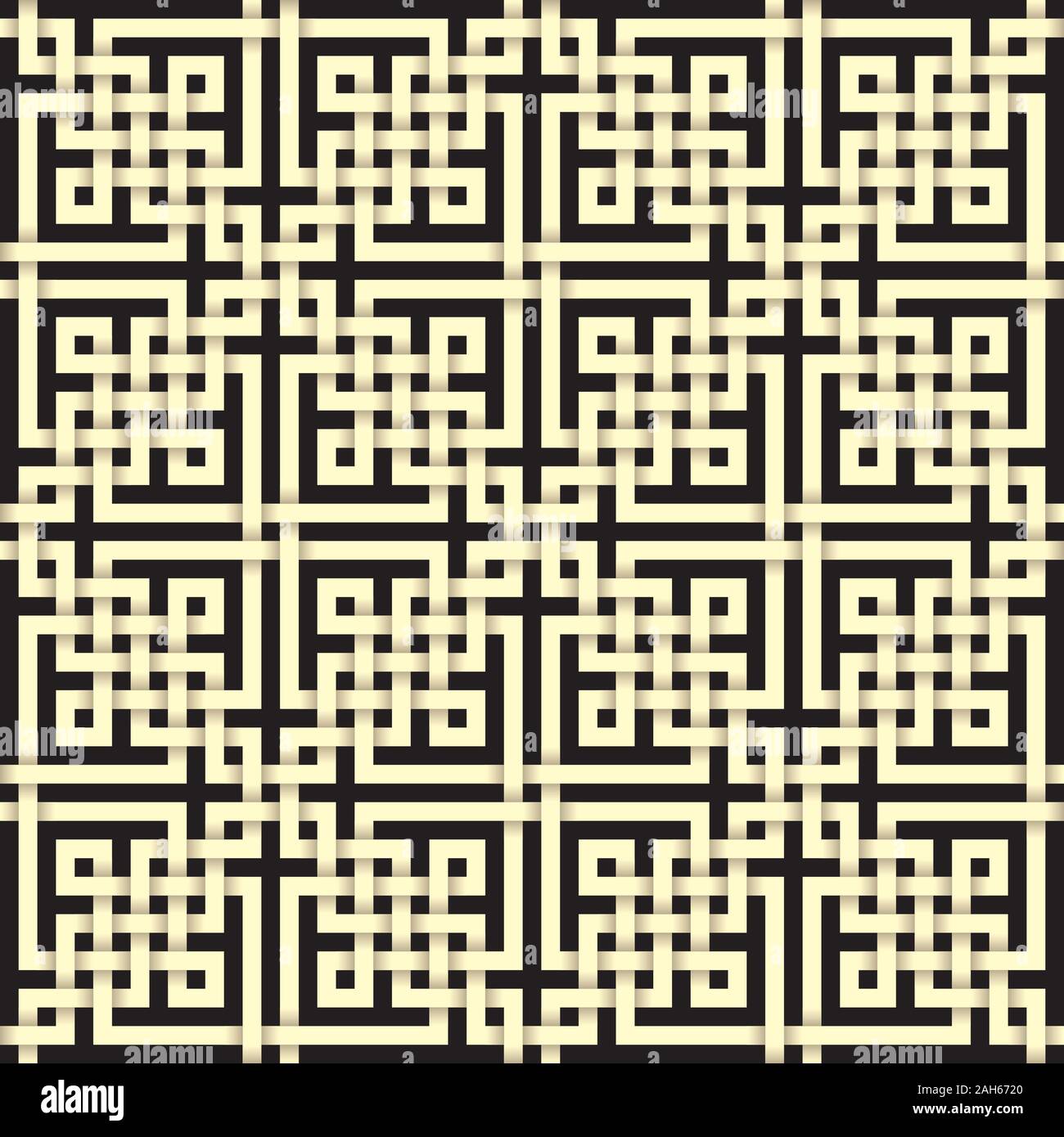 Paper cut seamless pattern in celtic knot style. Tileable vector background with 3D effect. Stock Vector