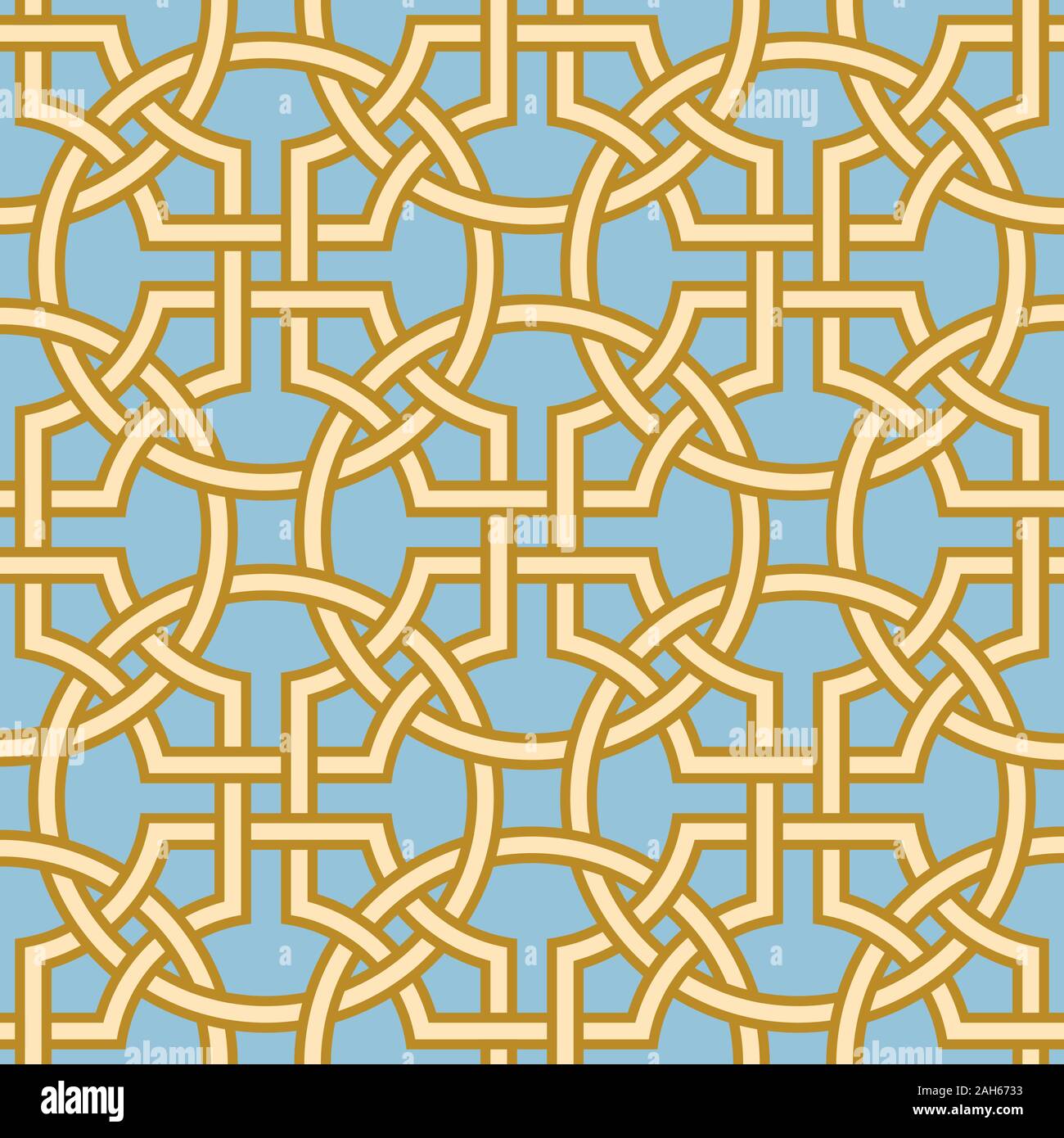 Mettlach or encaustic seamless tiles pattern in celtic knot style. Tileable vector background. Stock Vector