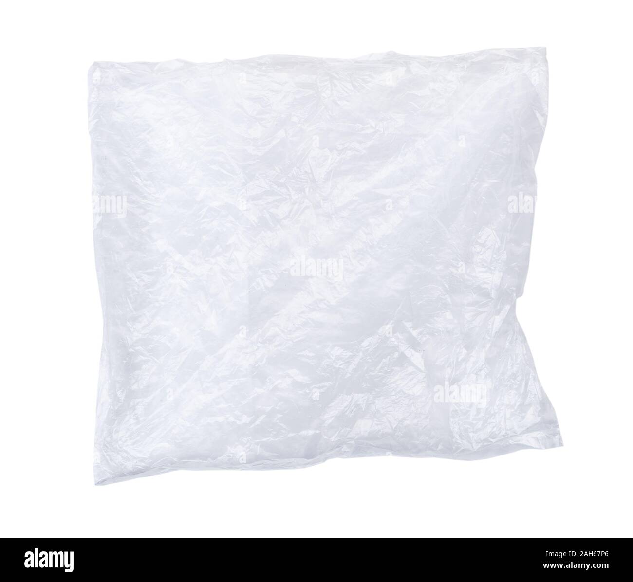Crumpled clear plastic bag isolated on white background Stock Photo