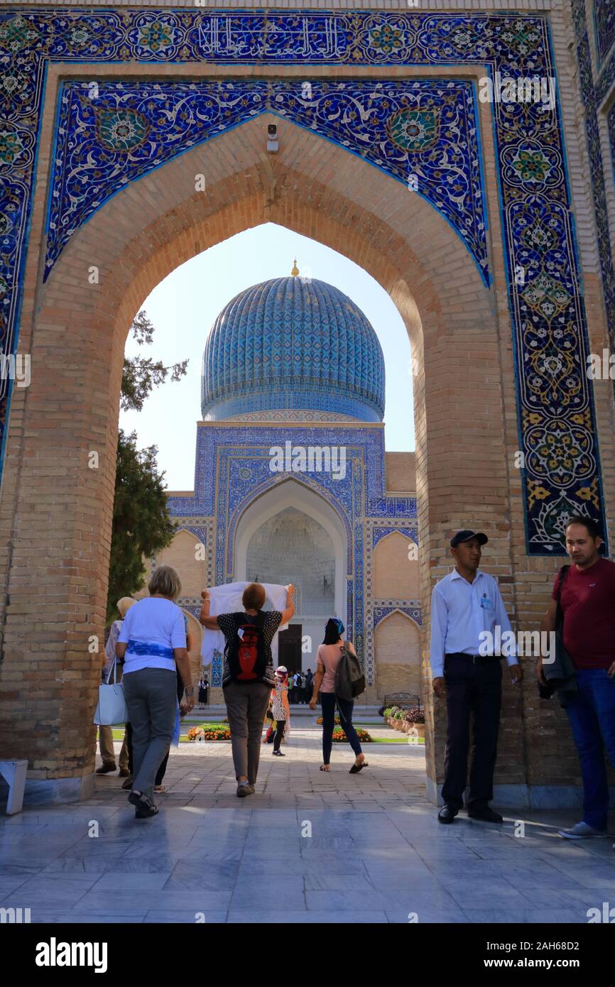 September 26 2019 - Samarkand, Uzbekistan: Gur-e Amir Mausoleum on Silk Road Stock Photo