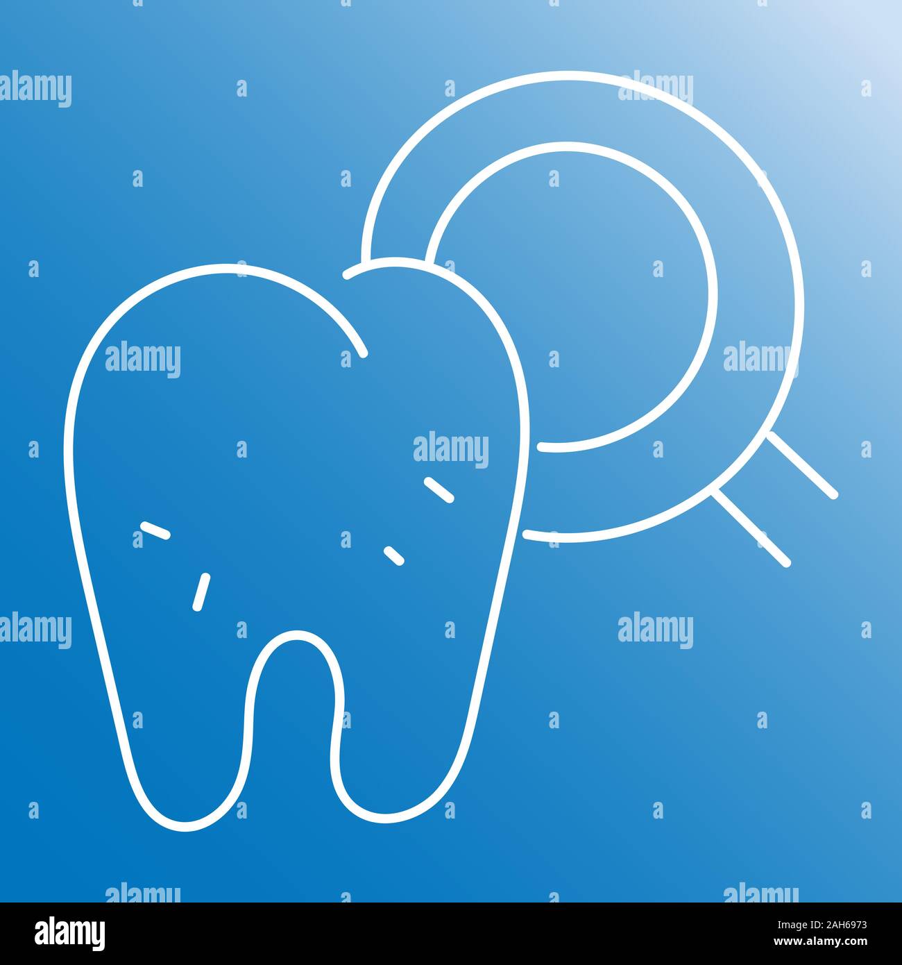 Dental exam with tooth and magnifying glass. Vector illustration for ...