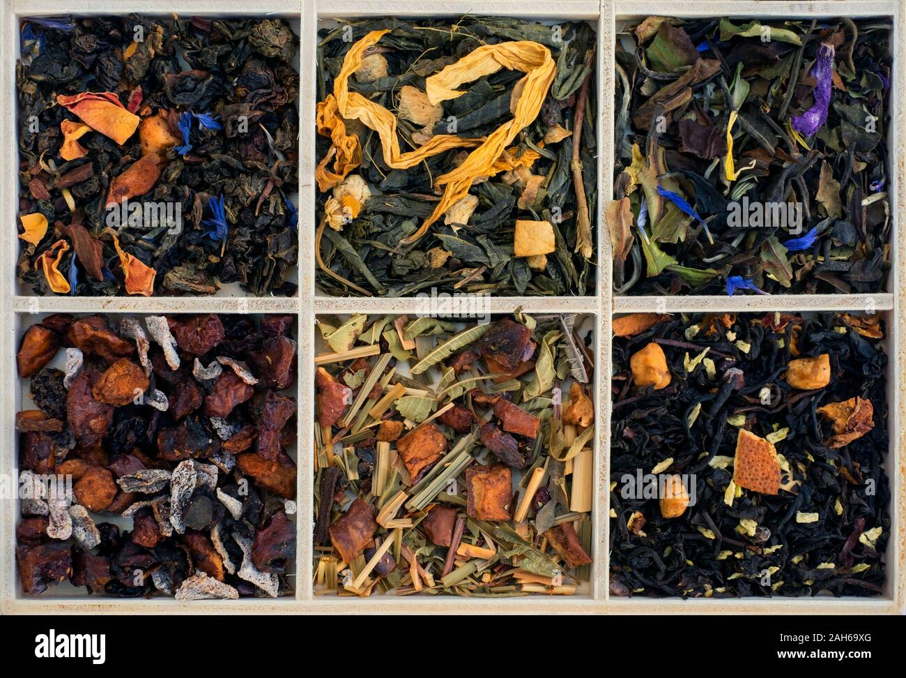 Assorted teas. Healthy diet background. Stock Photo