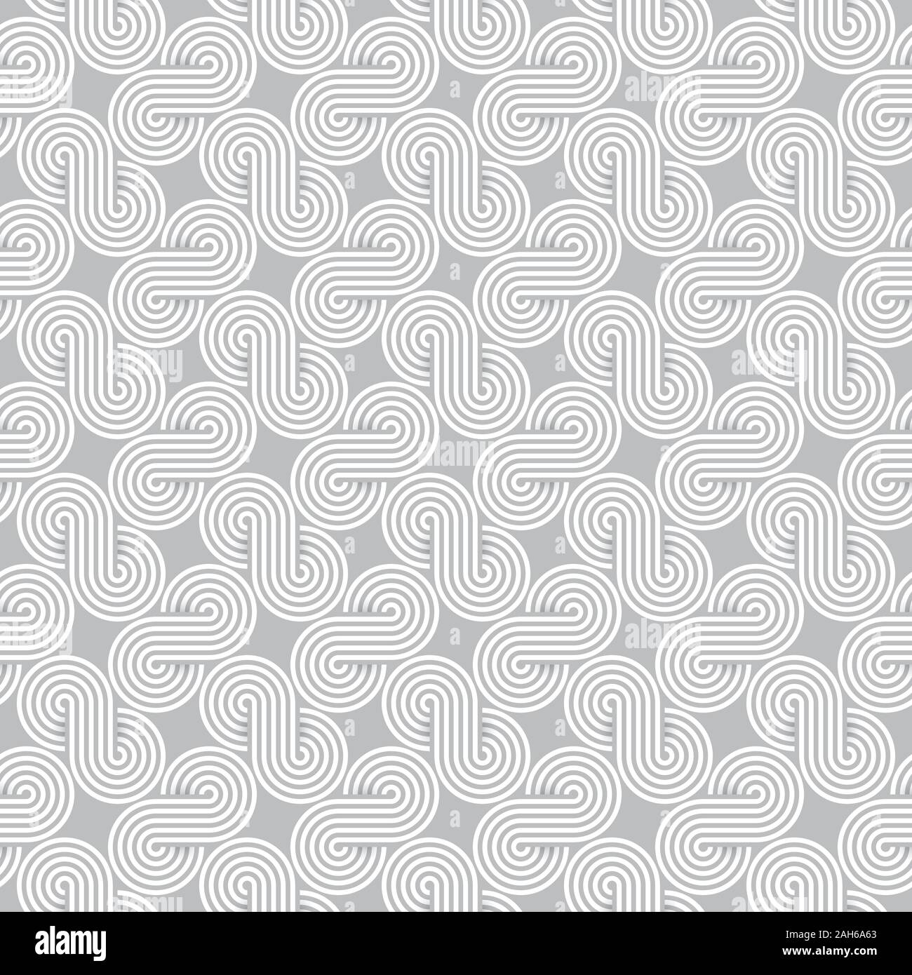 Twisted striped lines vector seamless pattern. Light gray neutral tileable background. Stock Vector