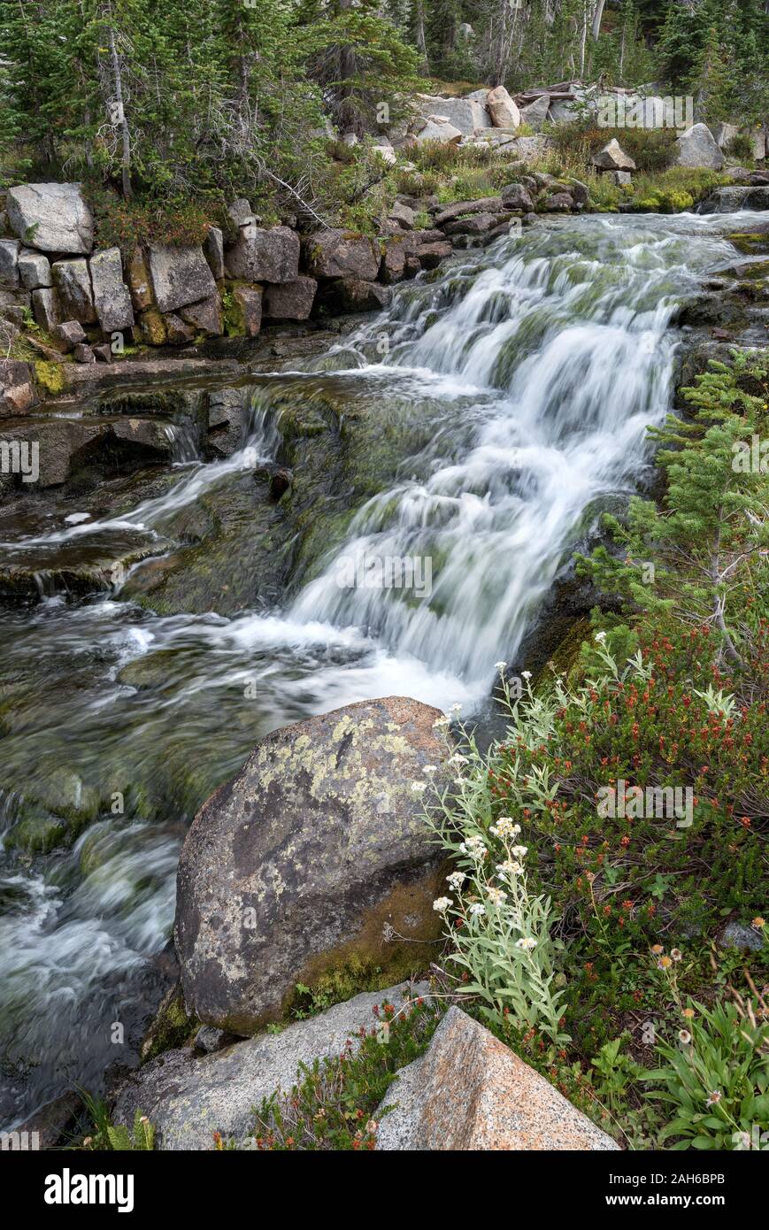 Waterfall, Wallowa Mountains, Oregon. Stock Photo