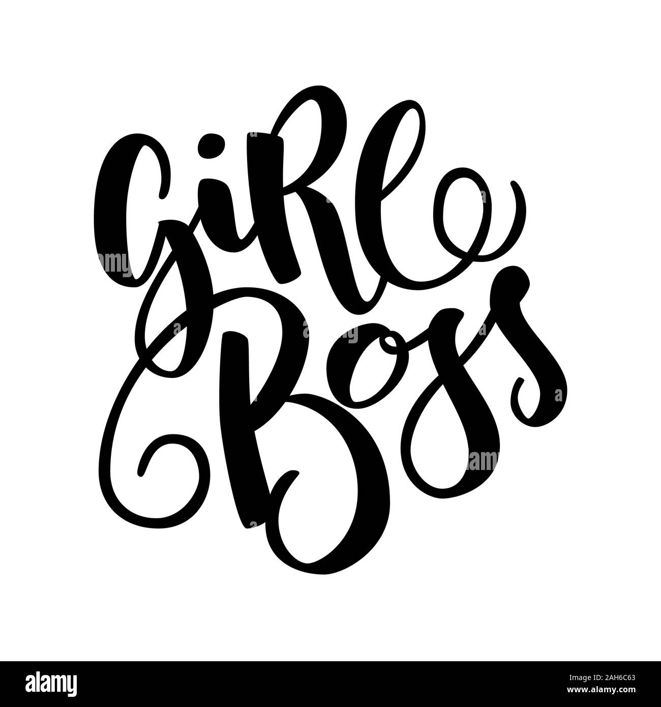 The calligraphic quote Girl boss handwritten of black ink isolated on a white background. It can be used for sticker, patch, phone case, poster, t-shi Stock Photo